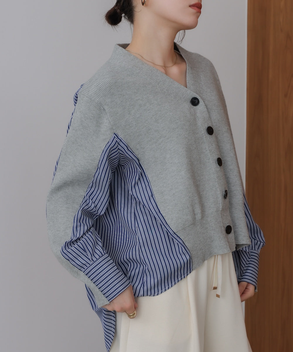 バックストライプニットカーディガン