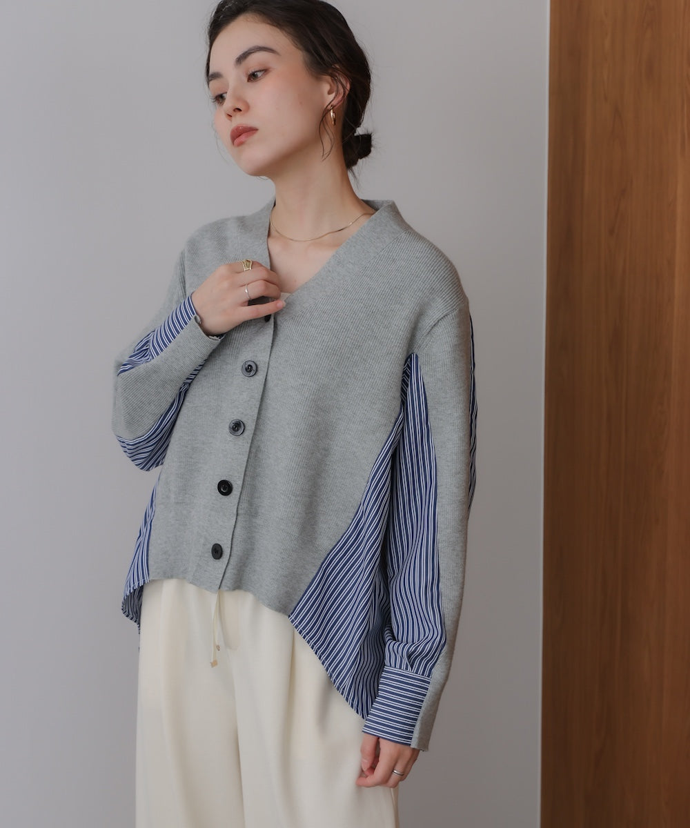 バックストライプニットカーディガン