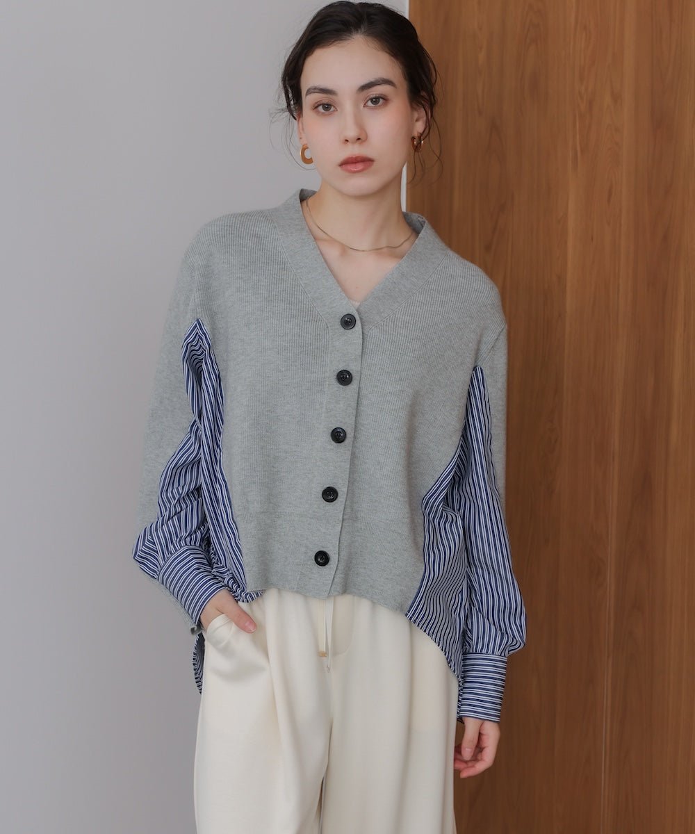 バックストライプニットカーディガン