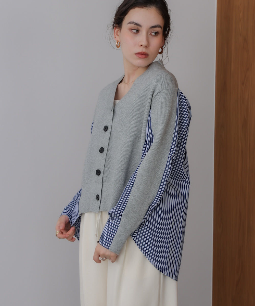 バックストライプニットカーディガン