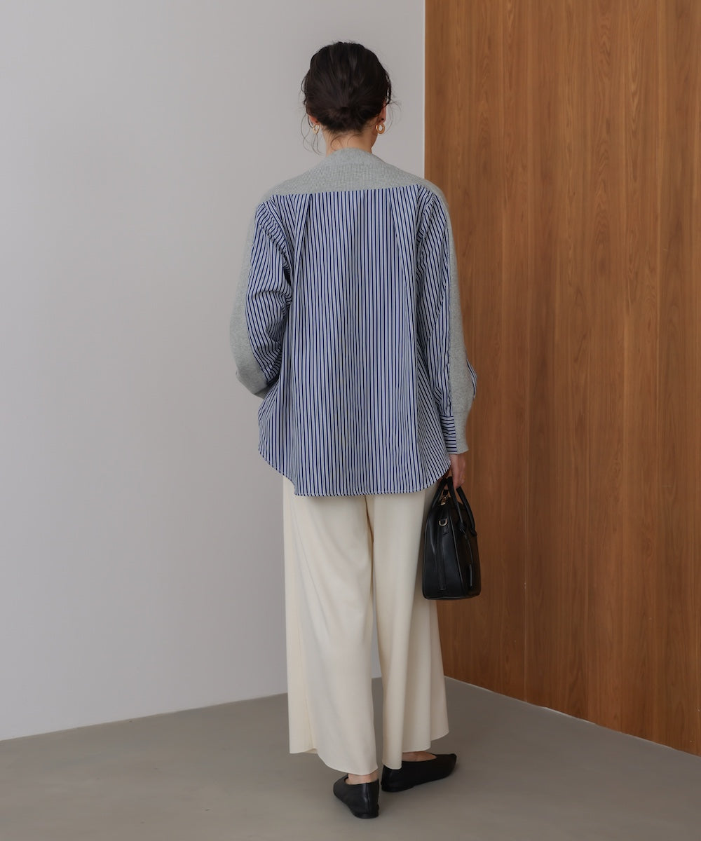 バックストライプニットカーディガン