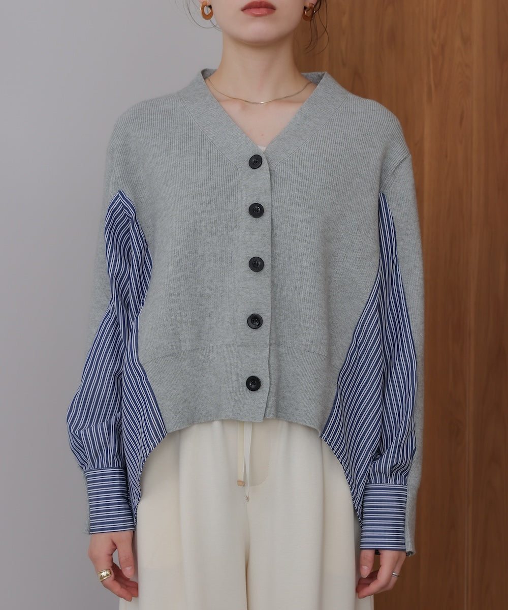 バックストライプニットカーディガン