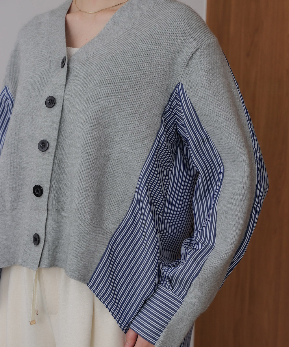 バックストライプニットカーディガン