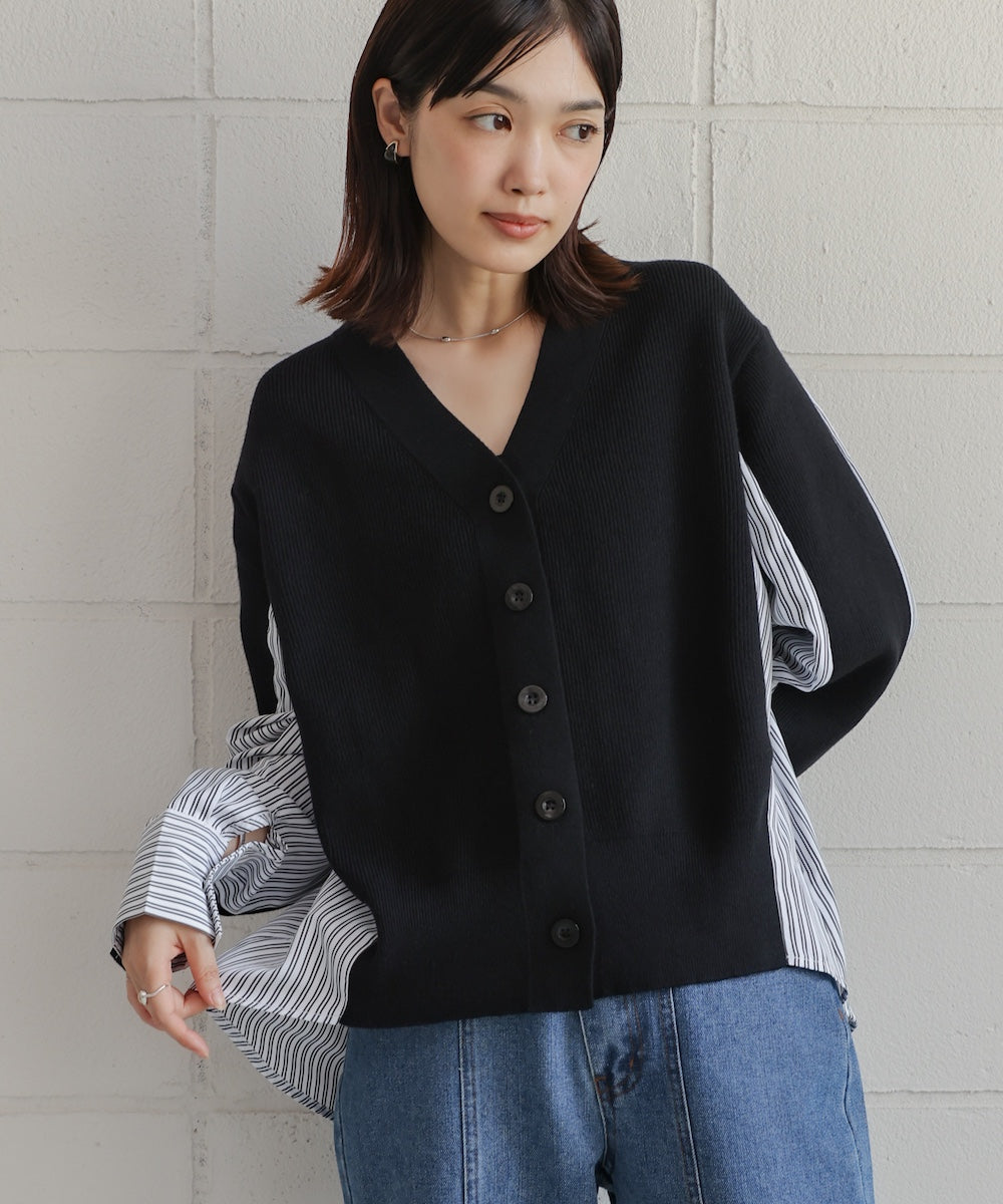 バックストライプニットカーディガン