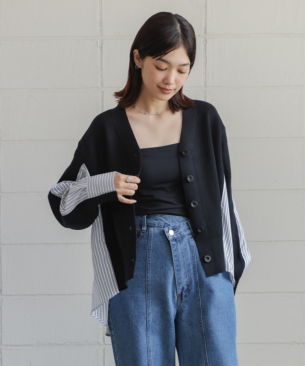 バックストライプニットカーディガン