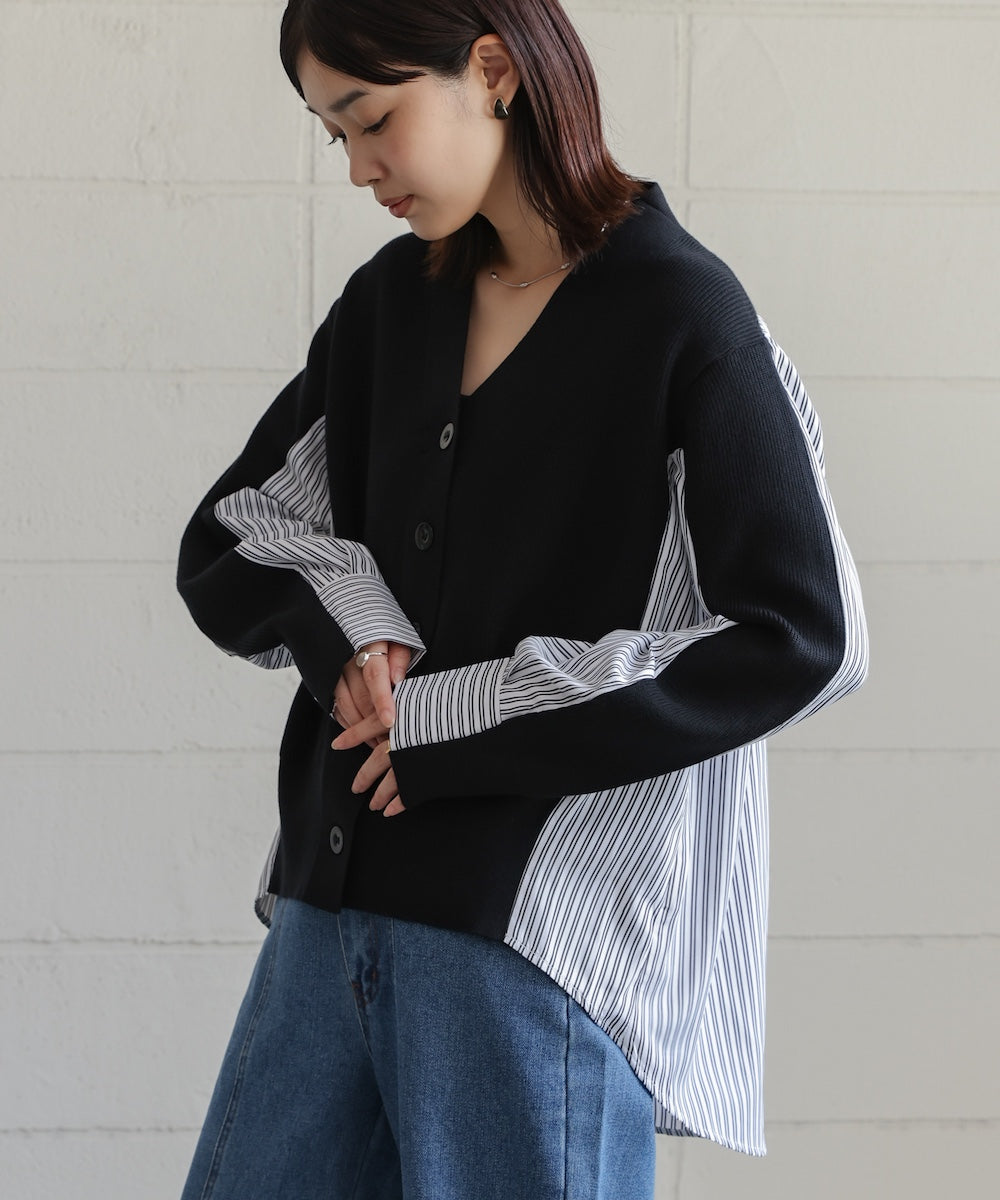 バックストライプニットカーディガン