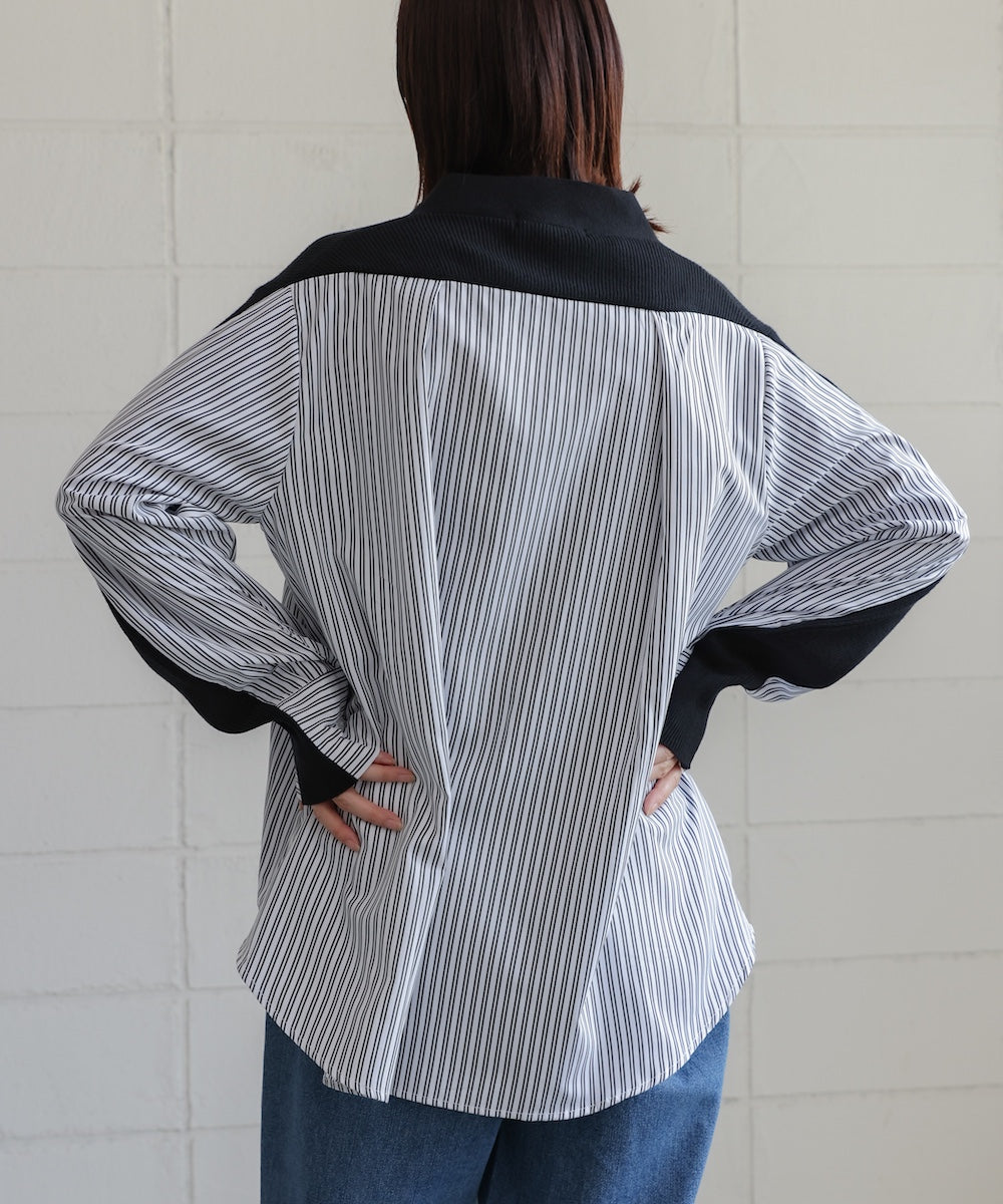 バックストライプニットカーディガン