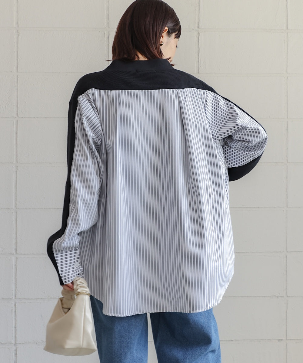 バックストライプニットカーディガン