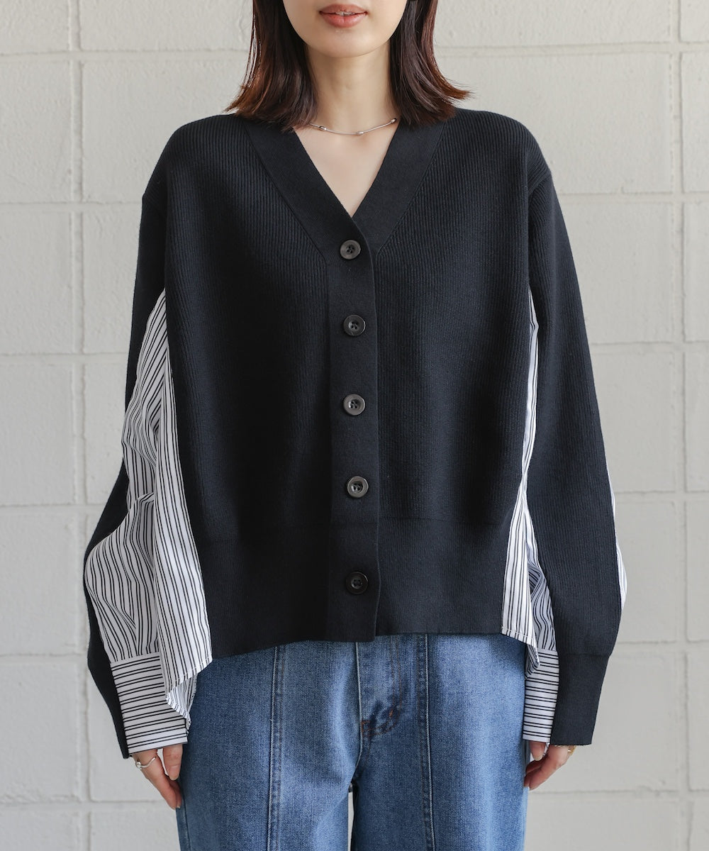 バックストライプニットカーディガン