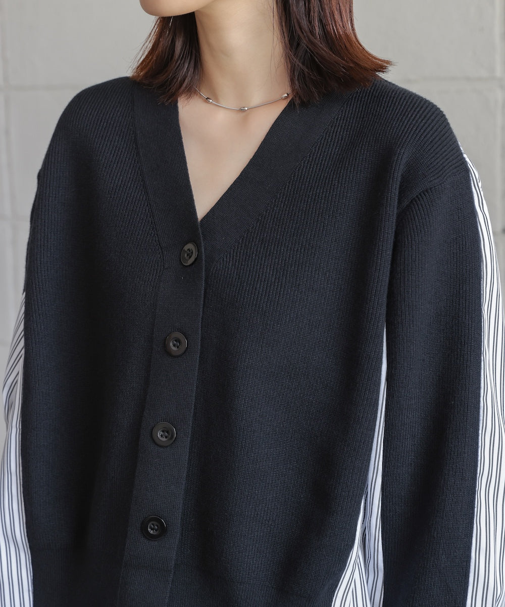 バックストライプニットカーディガン