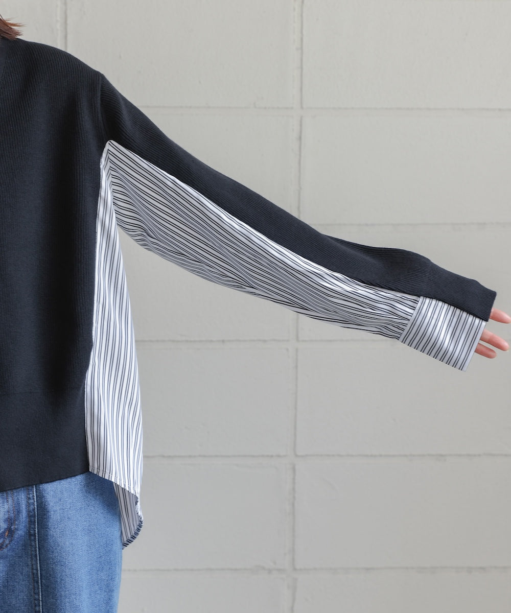 バックストライプニットカーディガン