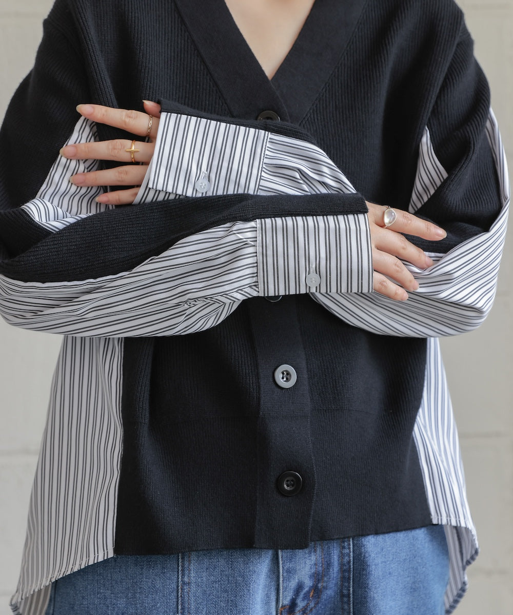 バックストライプニットカーディガン