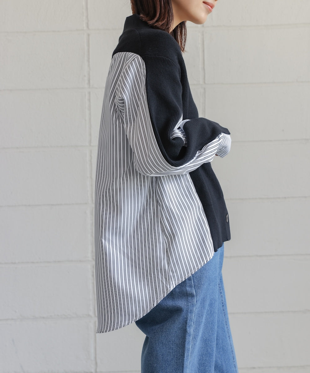 バックストライプニットカーディガン