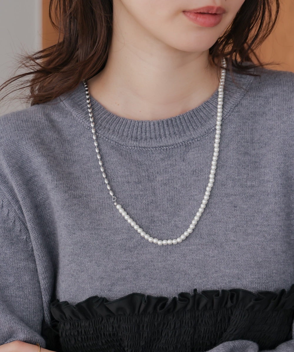 パール*メタルロングネックレス