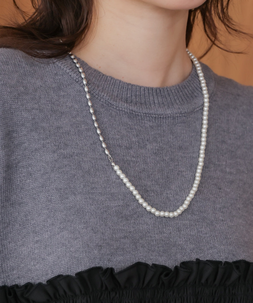 パール*メタルロングネックレス