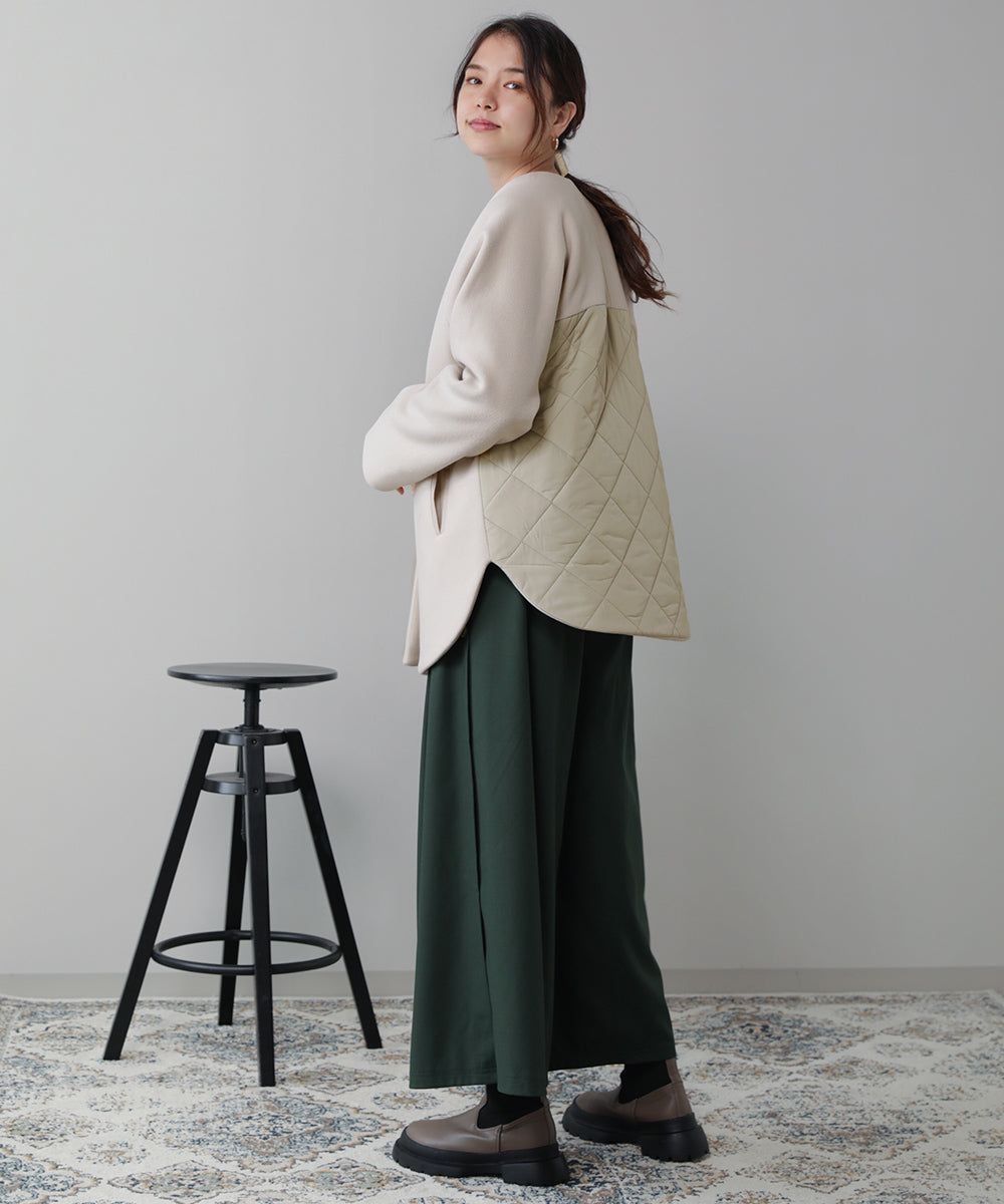 BouJeloud ノーカラーバック切替コート