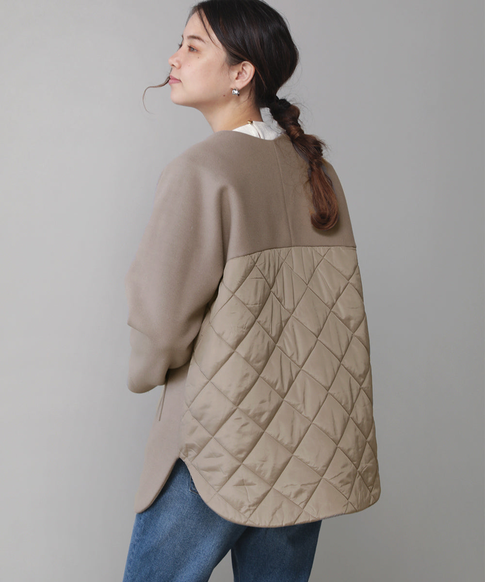 BouJeloud ノーカラーバック切替コート