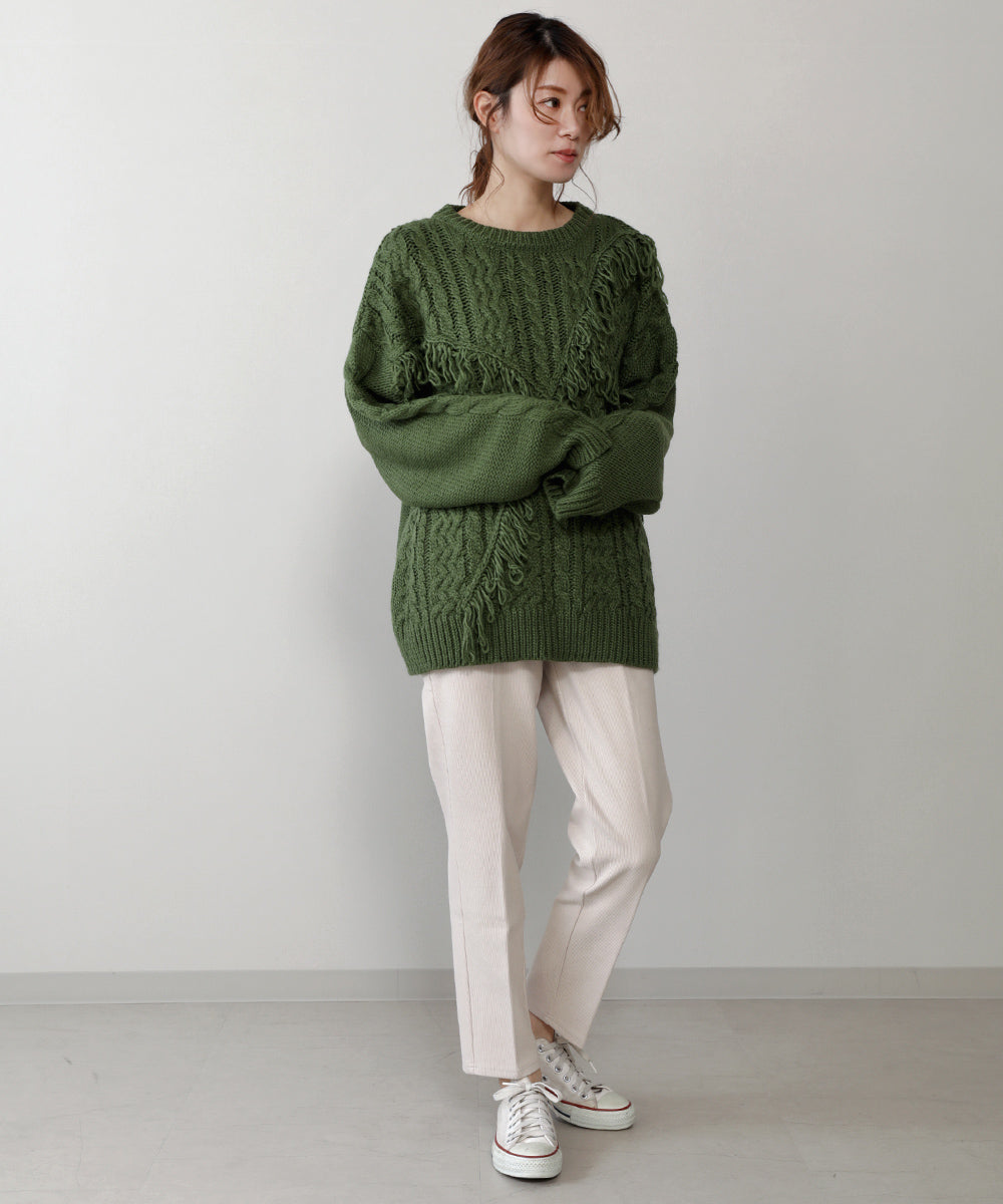BouJeloud ループフリンジルーズニット