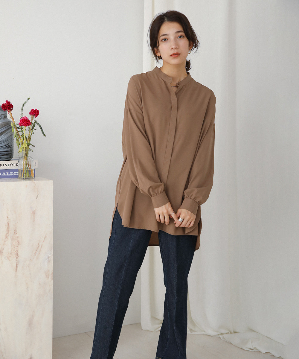BouJeloud シルキーストレッチシャツチュニック