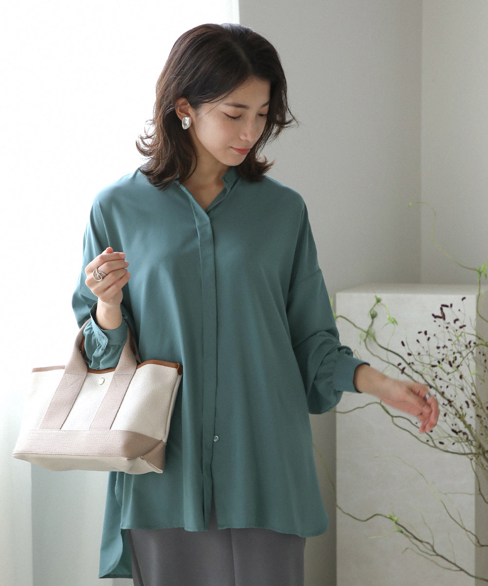 BouJeloud シルキーストレッチシャツチュニック