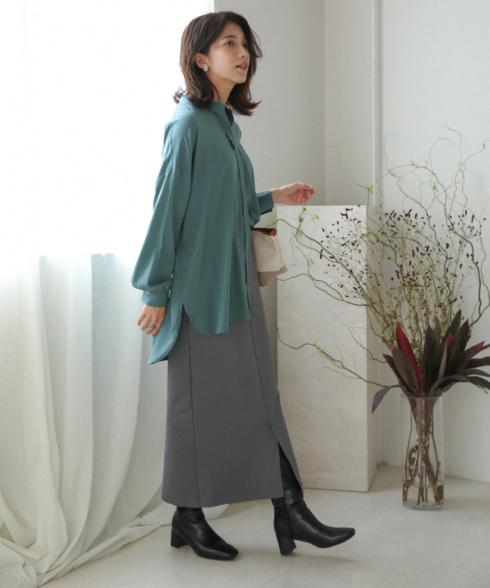 BouJeloud シルキーストレッチシャツチュニック