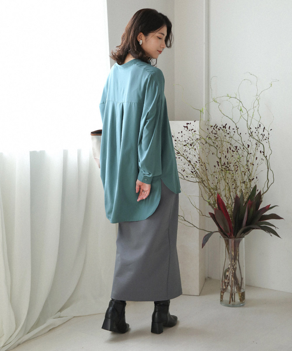 BouJeloud シルキーストレッチシャツチュニック