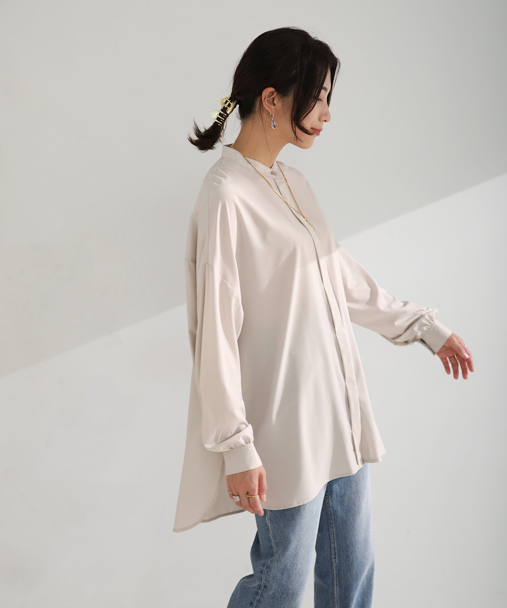 BouJeloud シルキーストレッチシャツチュニック