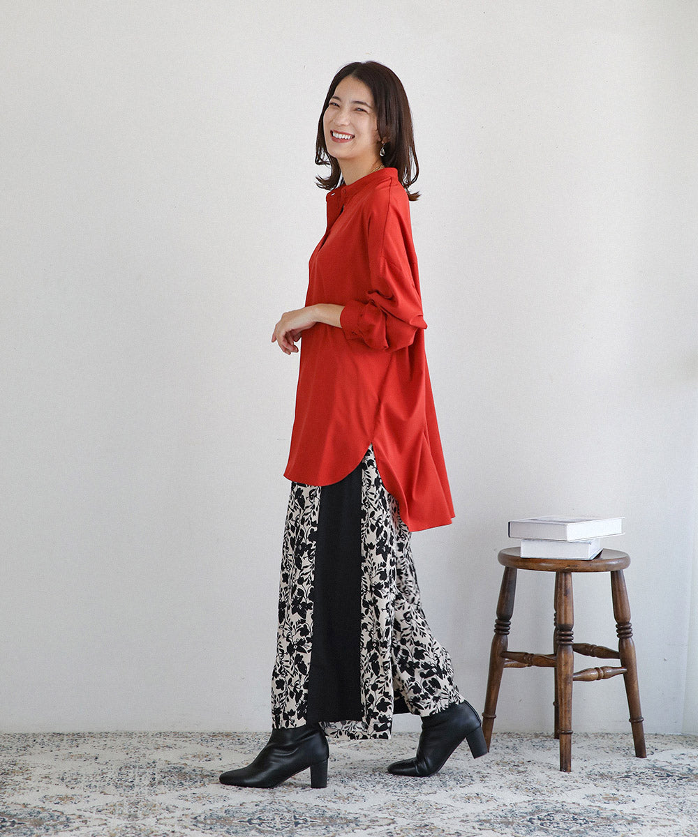 BouJeloud シルキーストレッチシャツチュニック