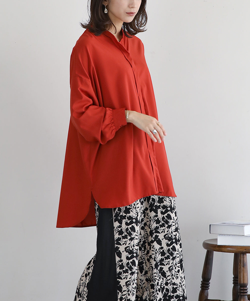 BouJeloud シルキーストレッチシャツチュニック