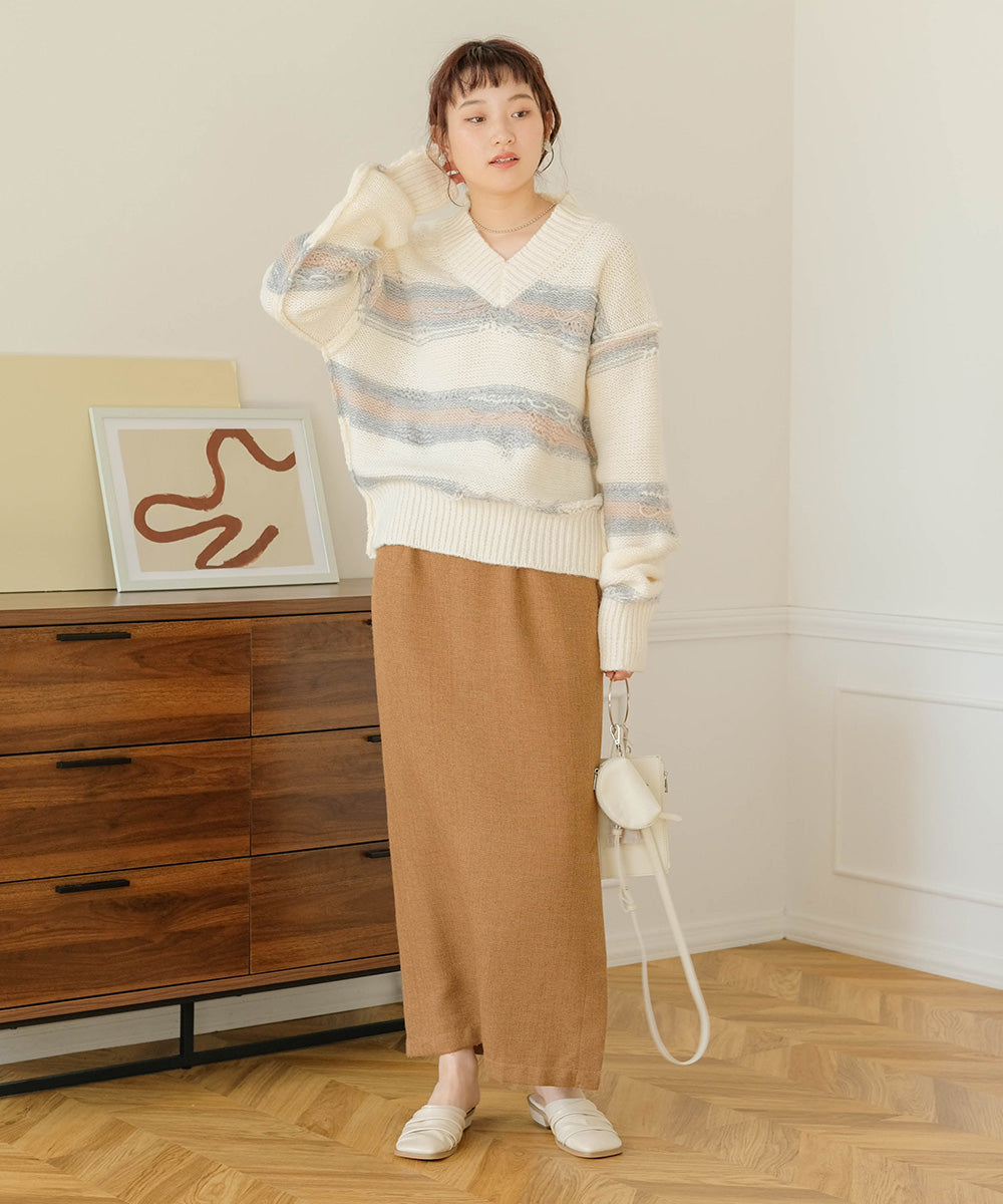 Bab ニュアンスデザインニットプルオーバー