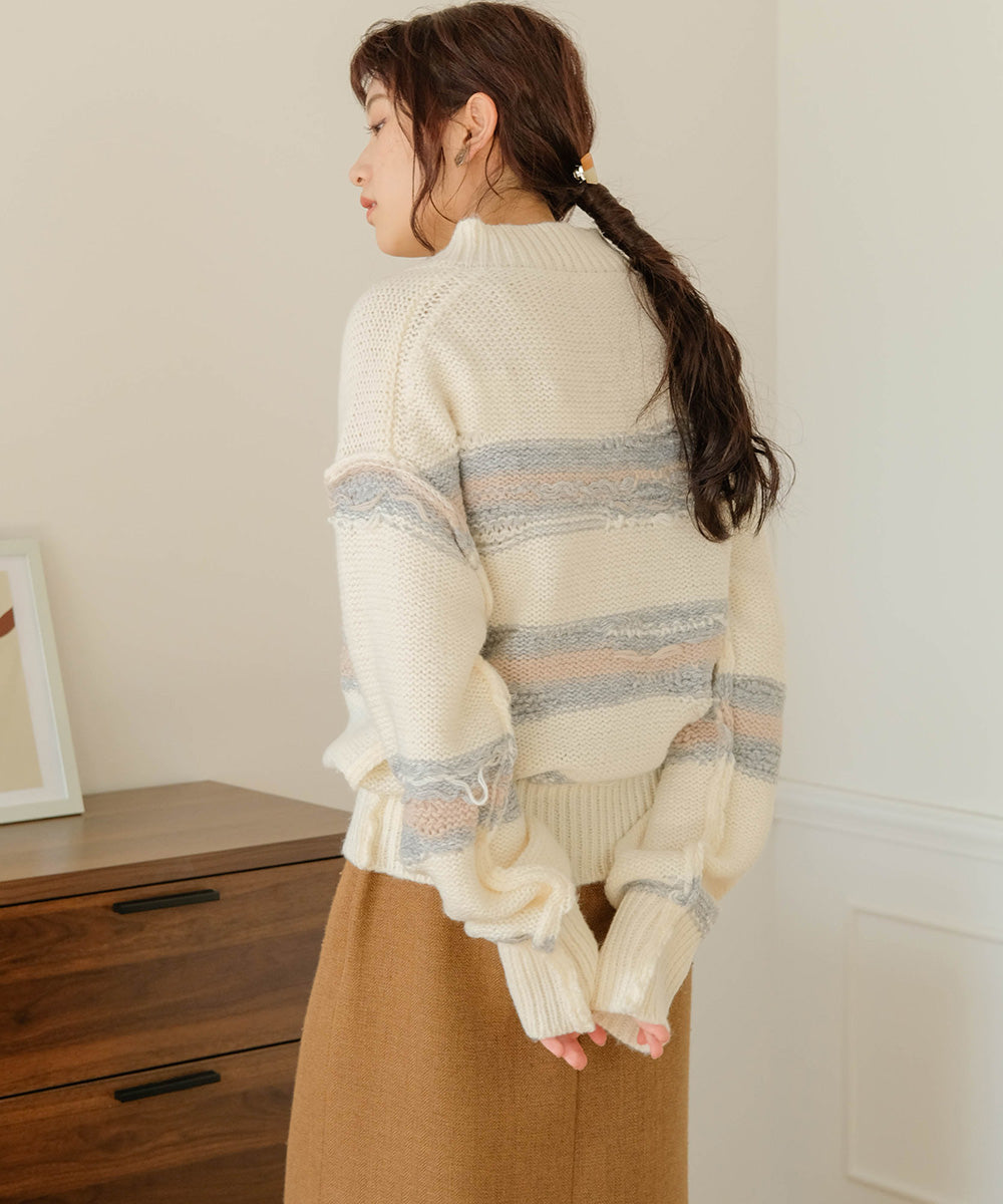 Bab ニュアンスデザインニットプルオーバー