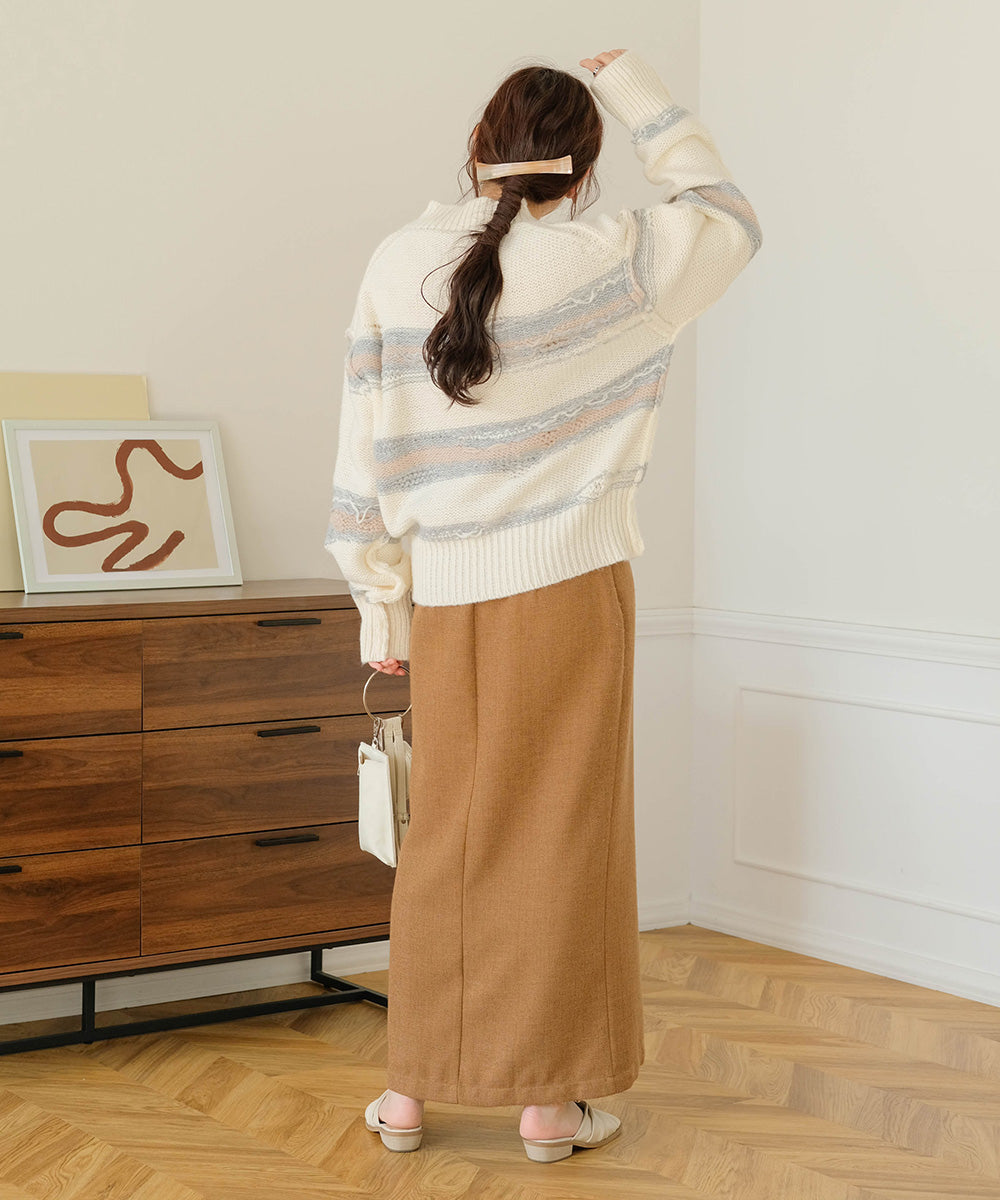 Bab ニュアンスデザインニットプルオーバー