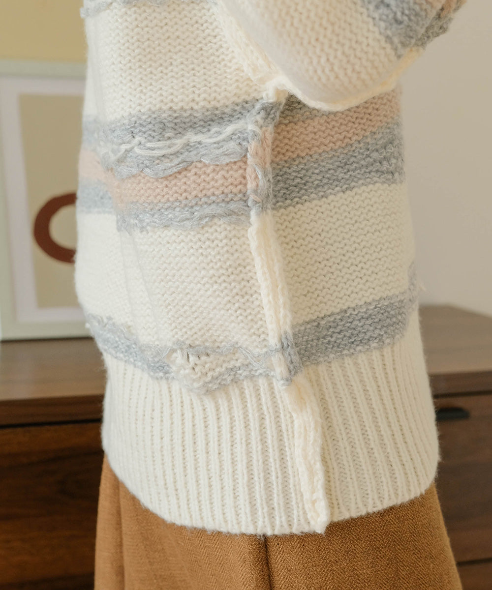 Bab ニュアンスデザインニットプルオーバー