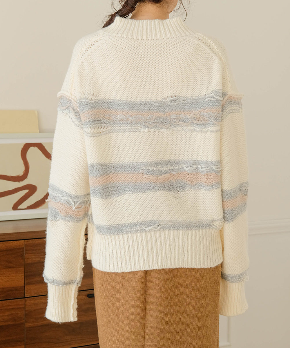 Bab ニュアンスデザインニットプルオーバー