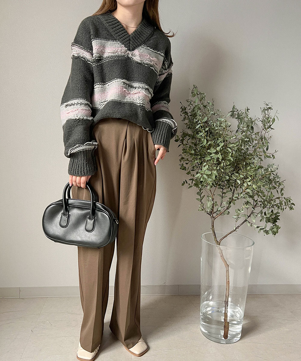 Bab ニュアンスデザインニットプルオーバー