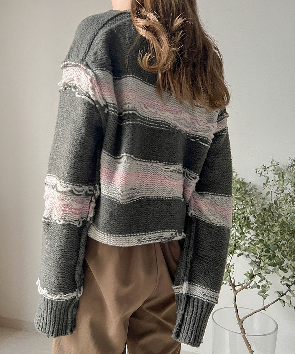 Bab ニュアンスデザインニットプルオーバー