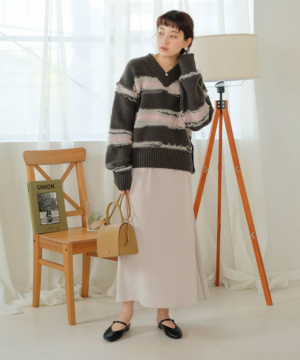 Bab ニュアンスデザインニットプルオーバー