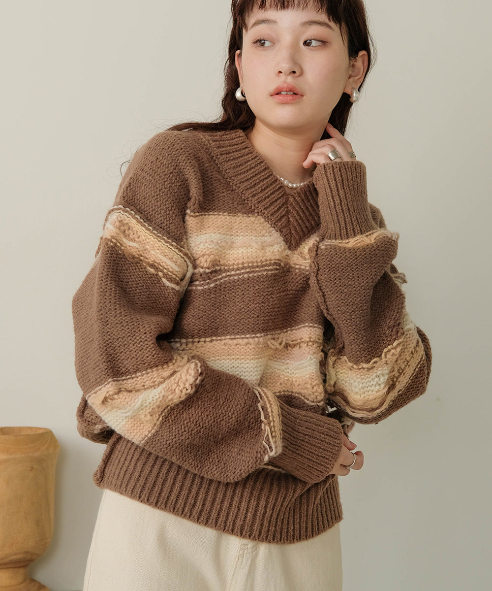 Bab ニュアンスデザインニットプルオーバー