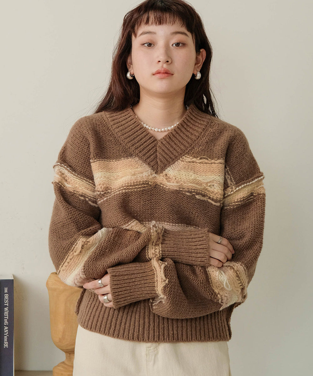 Bab ニュアンスデザインニットプルオーバー