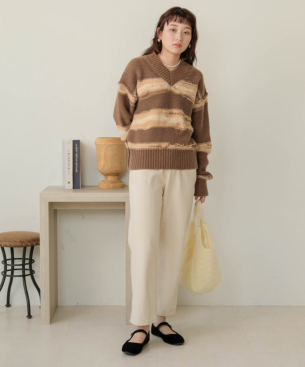 Bab ニュアンスデザインニットプルオーバー