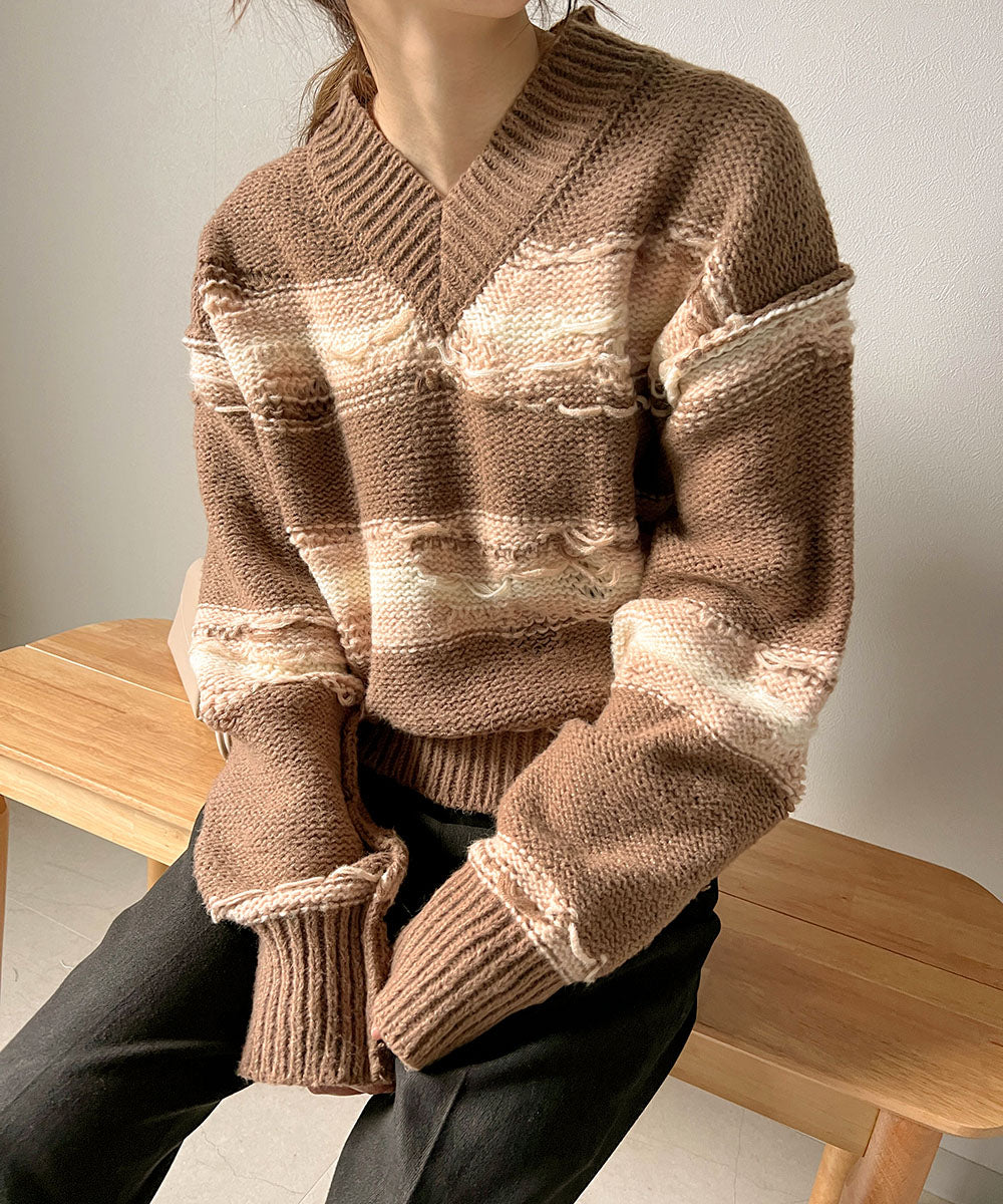 Bab ニュアンスデザインニットプルオーバー