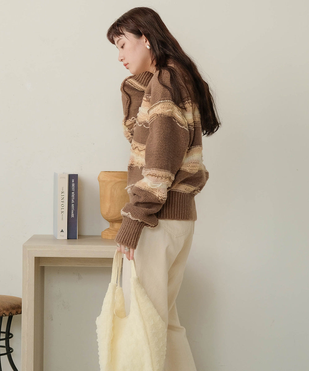 Bab ニュアンスデザインニットプルオーバー