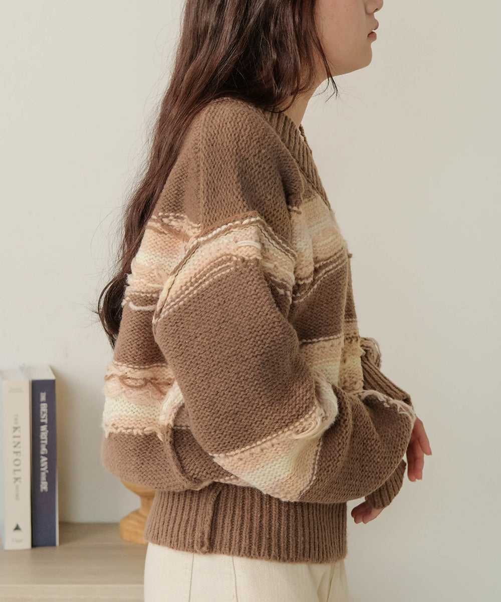 Bab ニュアンスデザインニットプルオーバー