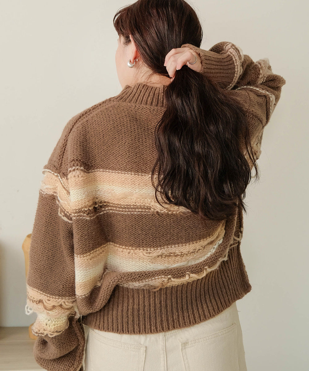 Bab ニュアンスデザインニットプルオーバー