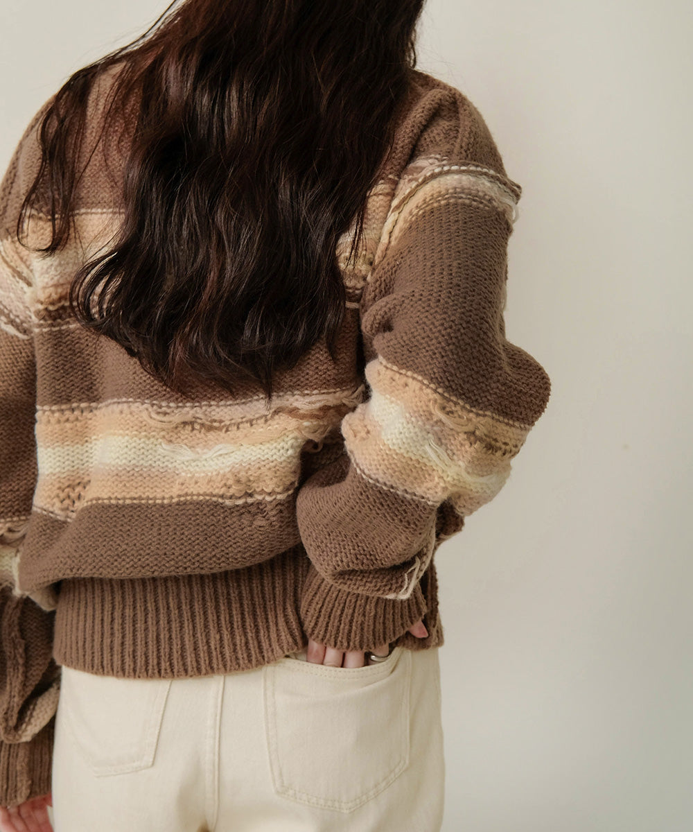 Bab ニュアンスデザインニットプルオーバー