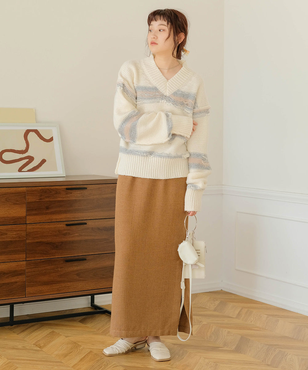 Bab ニュアンスデザインニットプルオーバー