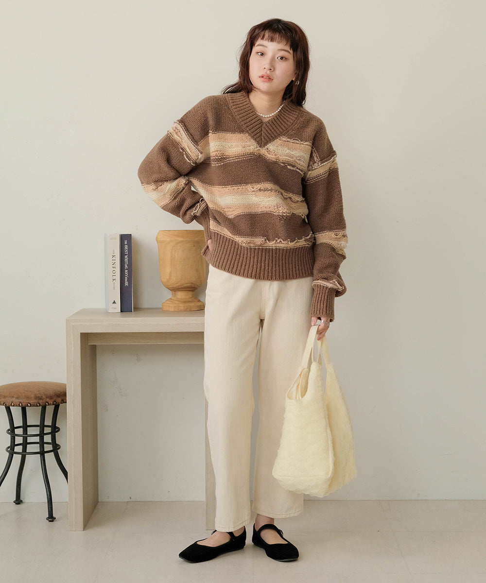 Bab ニュアンスデザインニットプルオーバー