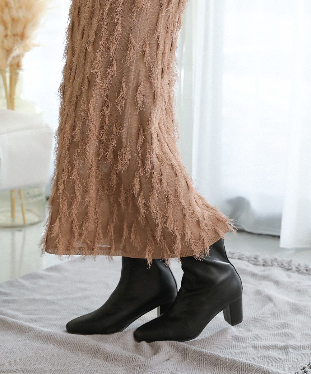 シャギージャガードニットスカート