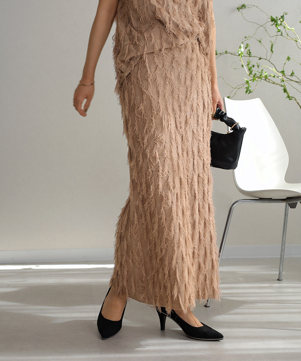 シャギージャガードニットスカート