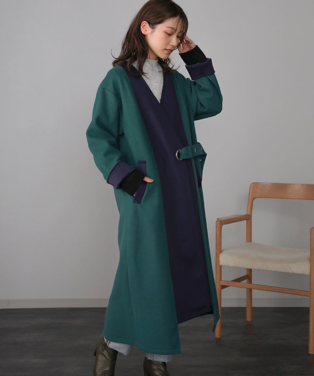 BouJeloud バイカラーボンディングコート